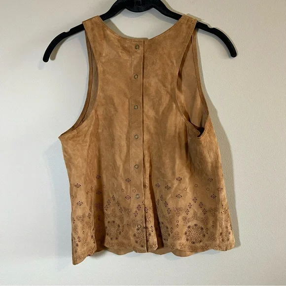 ✨ Free People Women’s Brown Suede Scallop Tank Top Small - Picture 5 of 8